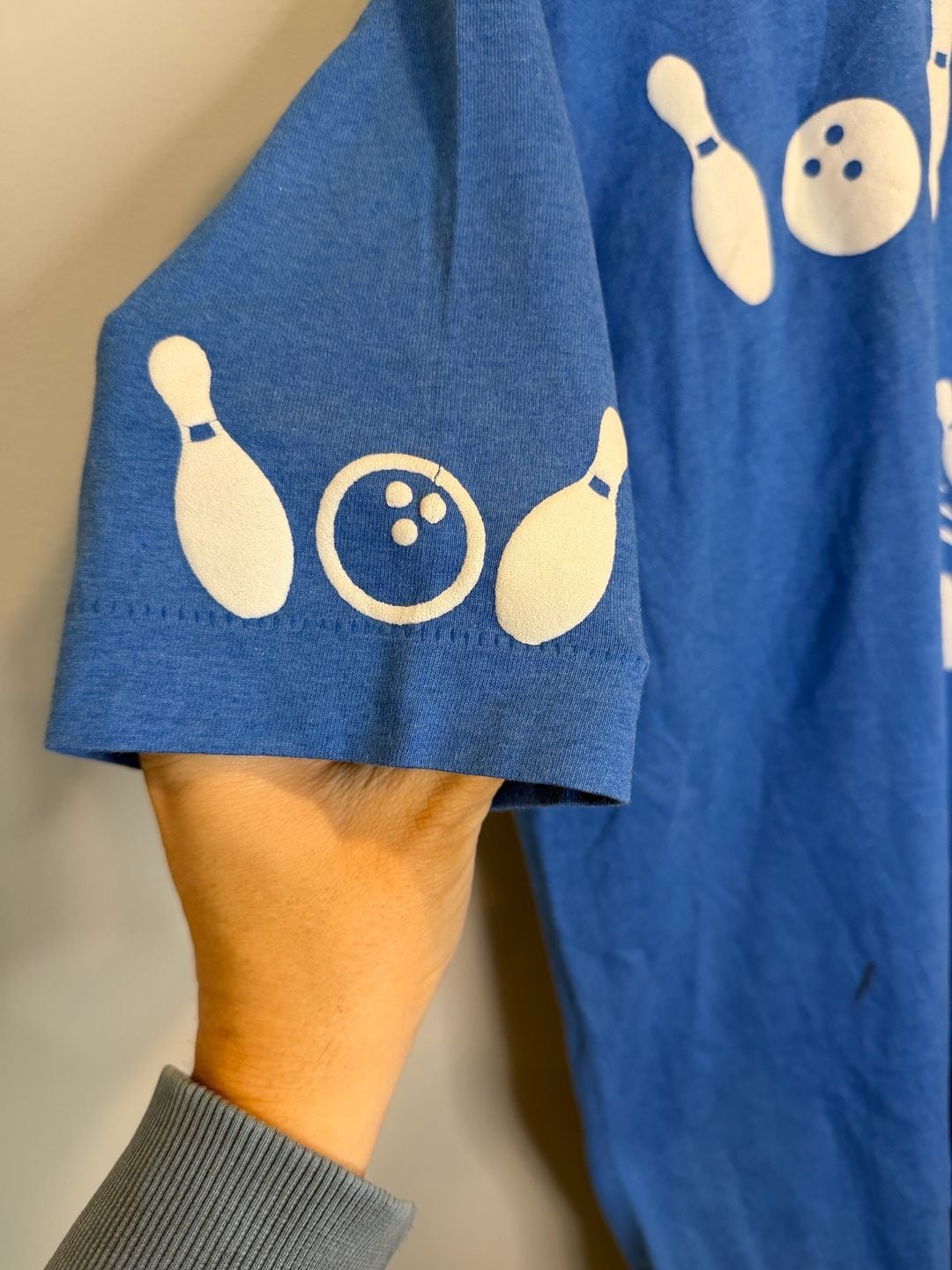Vintage Bowling Graphic T-Shirt Blue Single Stitch 5