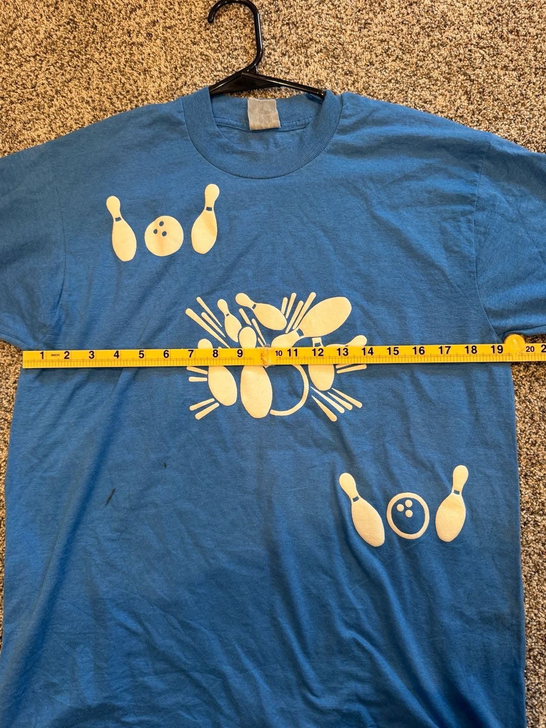 Vintage Bowling Graphic T-Shirt Blue Single Stitch 8