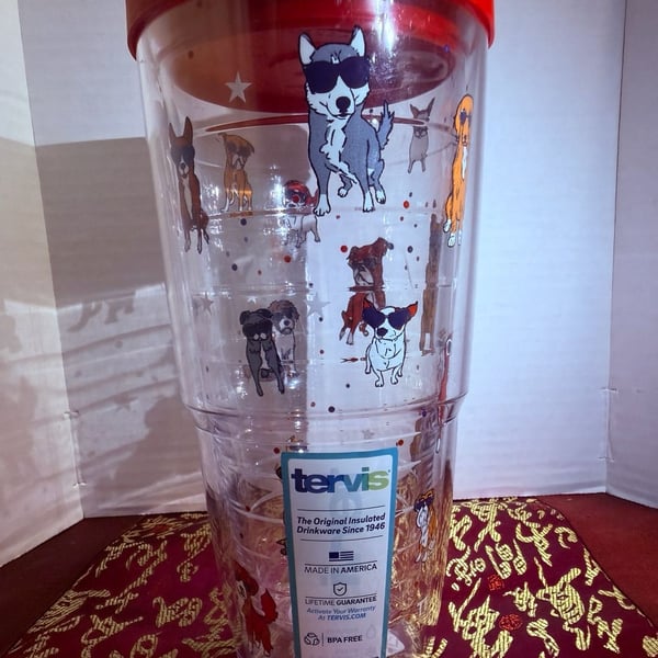Tervis Tumbler 24oz Dogs Sunglasses Red Lid