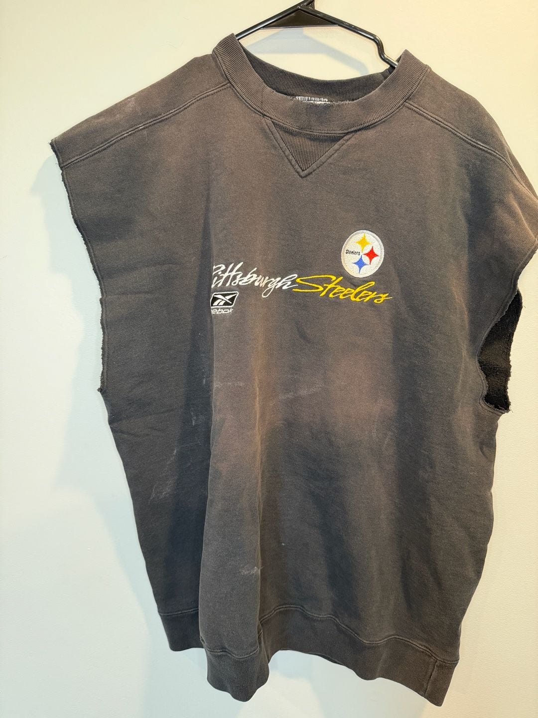 Reebok Pittsburgh Steelers Cutoff Sweatshirt Size 2XL 2