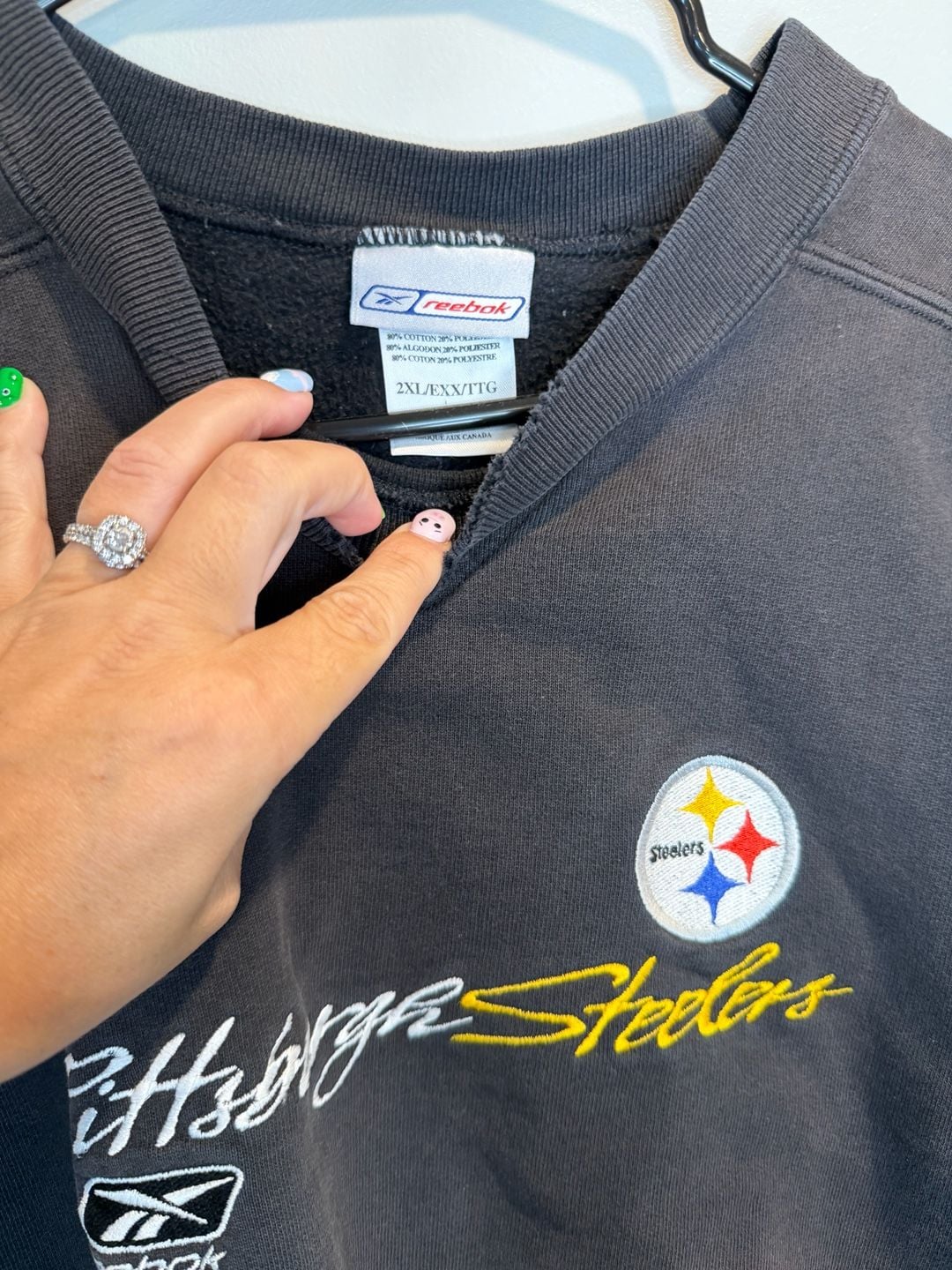 Reebok Pittsburgh Steelers Cutoff Sweatshirt Size 2XL 5