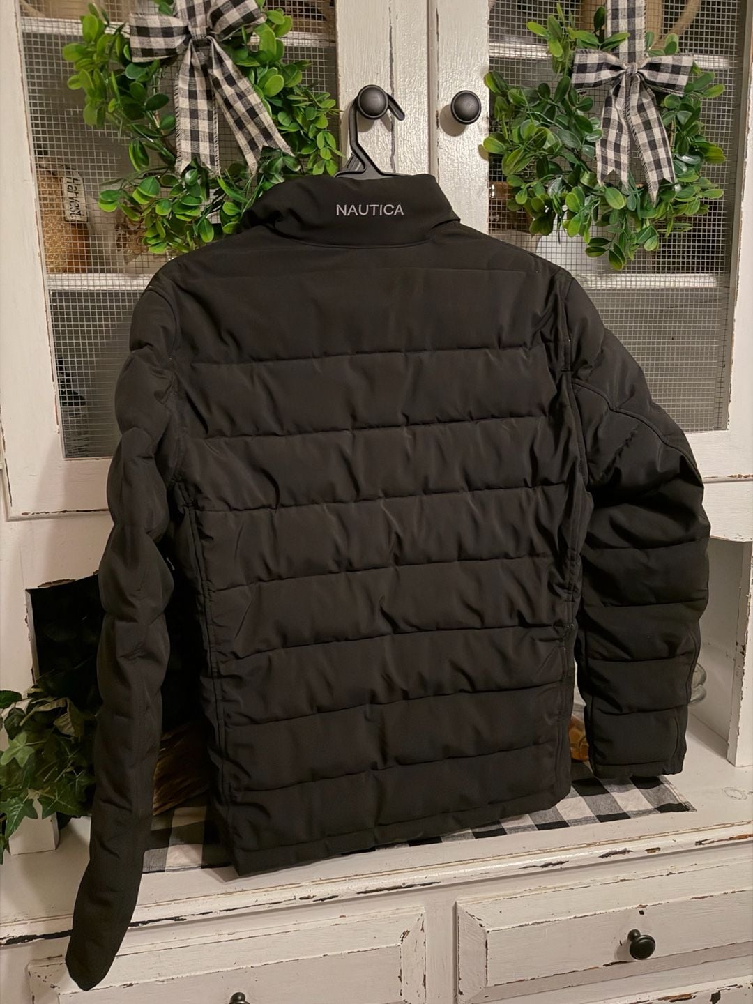 Nautica Quilted Puffer Jacket Size S Black Active Stretch Water Resistant 9