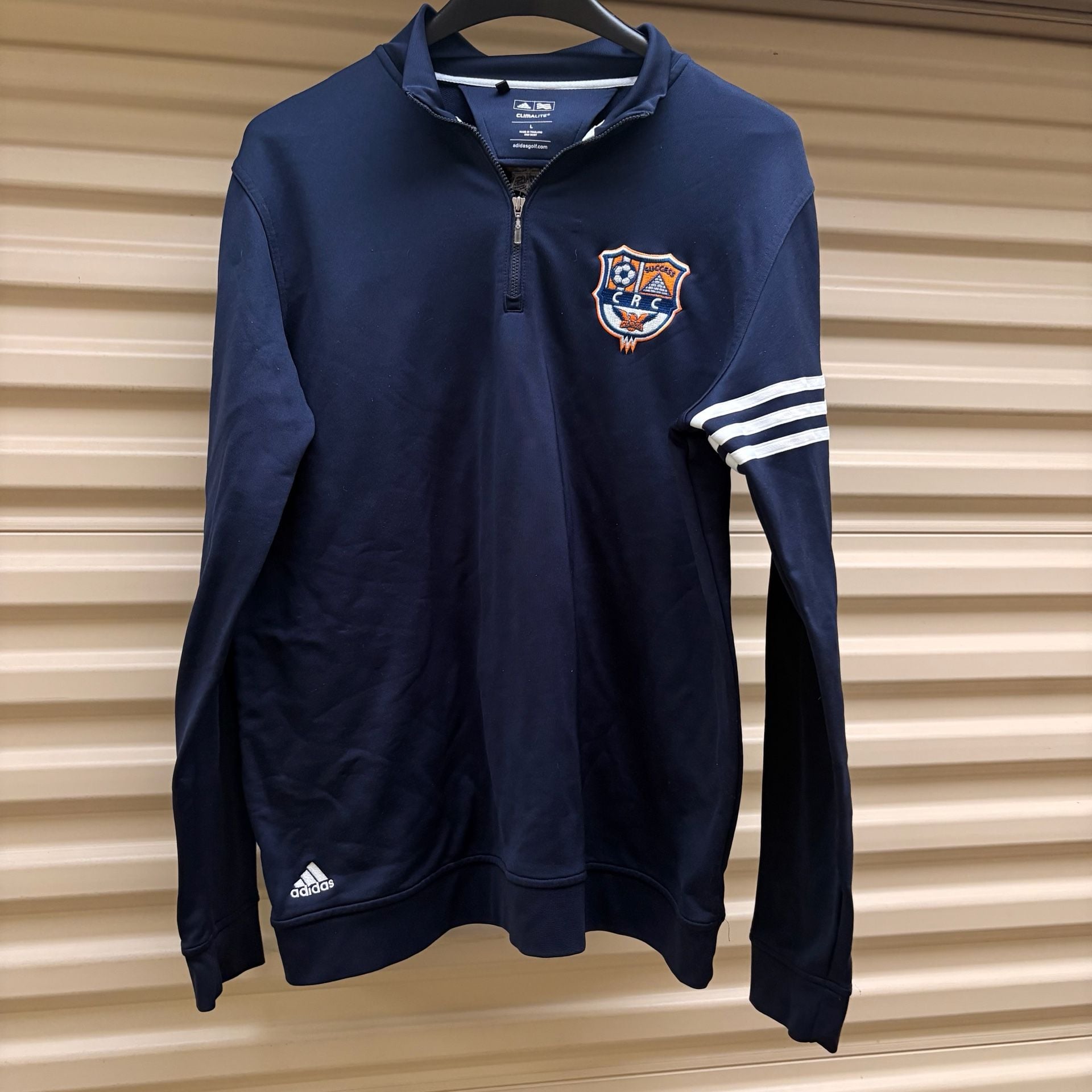 Adidas Climalite Quarter Zip Pullover Size L Navy Blue CRC Crest 2