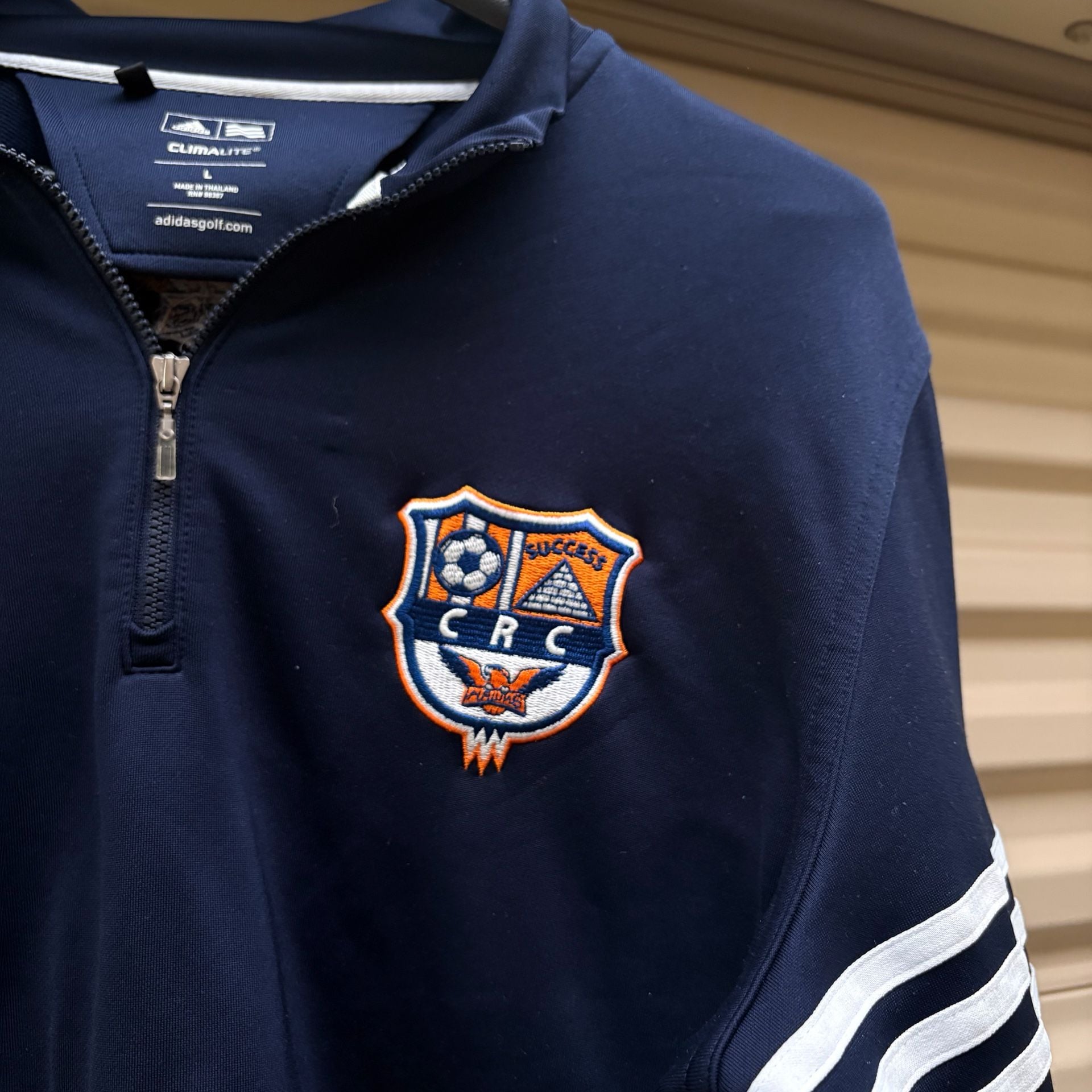 Adidas Climalite Quarter Zip Pullover Size L Navy Blue CRC Crest 4