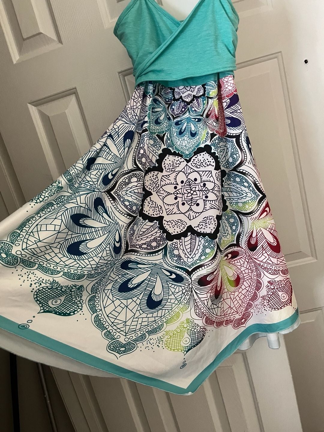 Woman’s Camisole Maxi Dress Teal White - multi colored Floral 3
