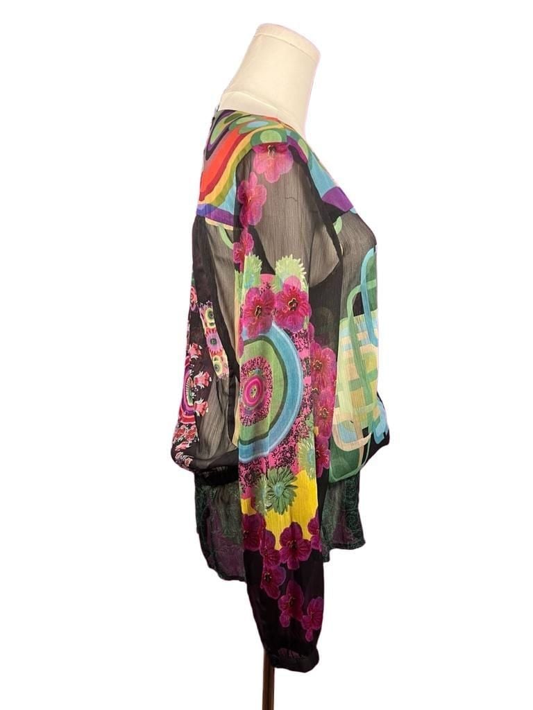 Desigual Multicolor Patchwork Print Blouse Size S 47C2201 4