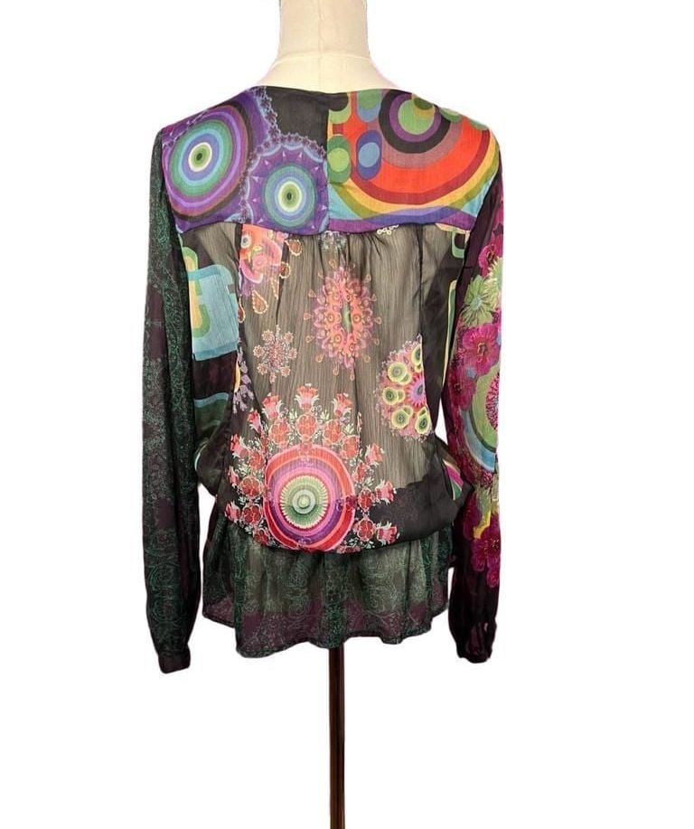 Desigual Multicolor Patchwork Print Blouse Size S 47C2201 7