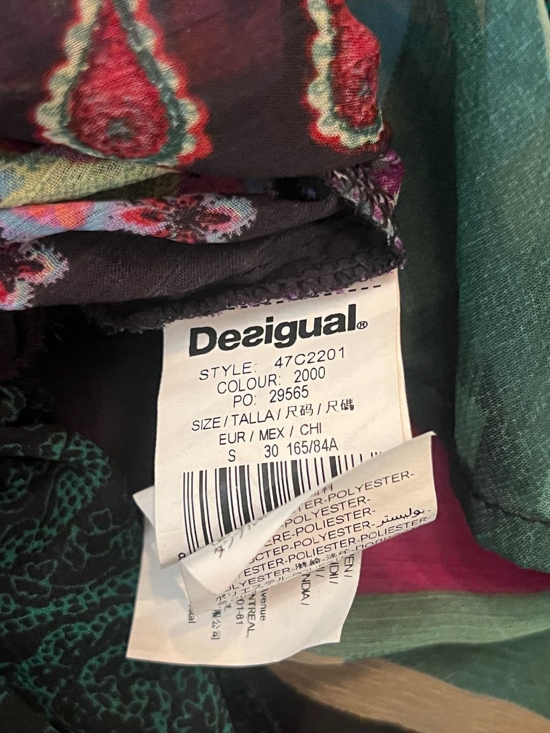 Desigual Multicolor Patchwork Print Blouse Size S 47C2201 9