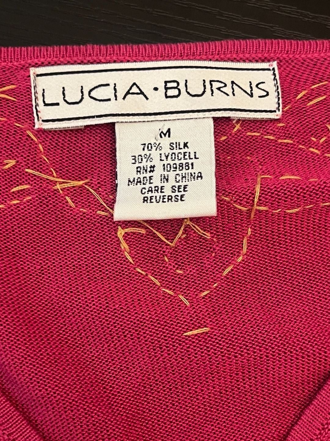 Lucia Burns Beaded Sequin Silk Blend Sweater Size M Pink Long Sleeve 6