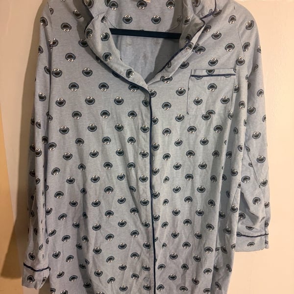 Sesame Street Cookie Monster Night Shirt Size M Blue Sleepwear