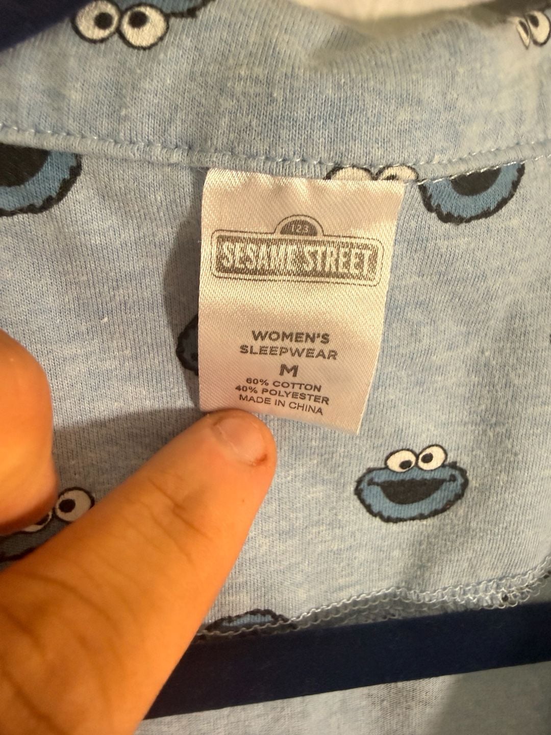 Sesame Street Cookie Monster Night Shirt Size M Blue Sleepwear 5