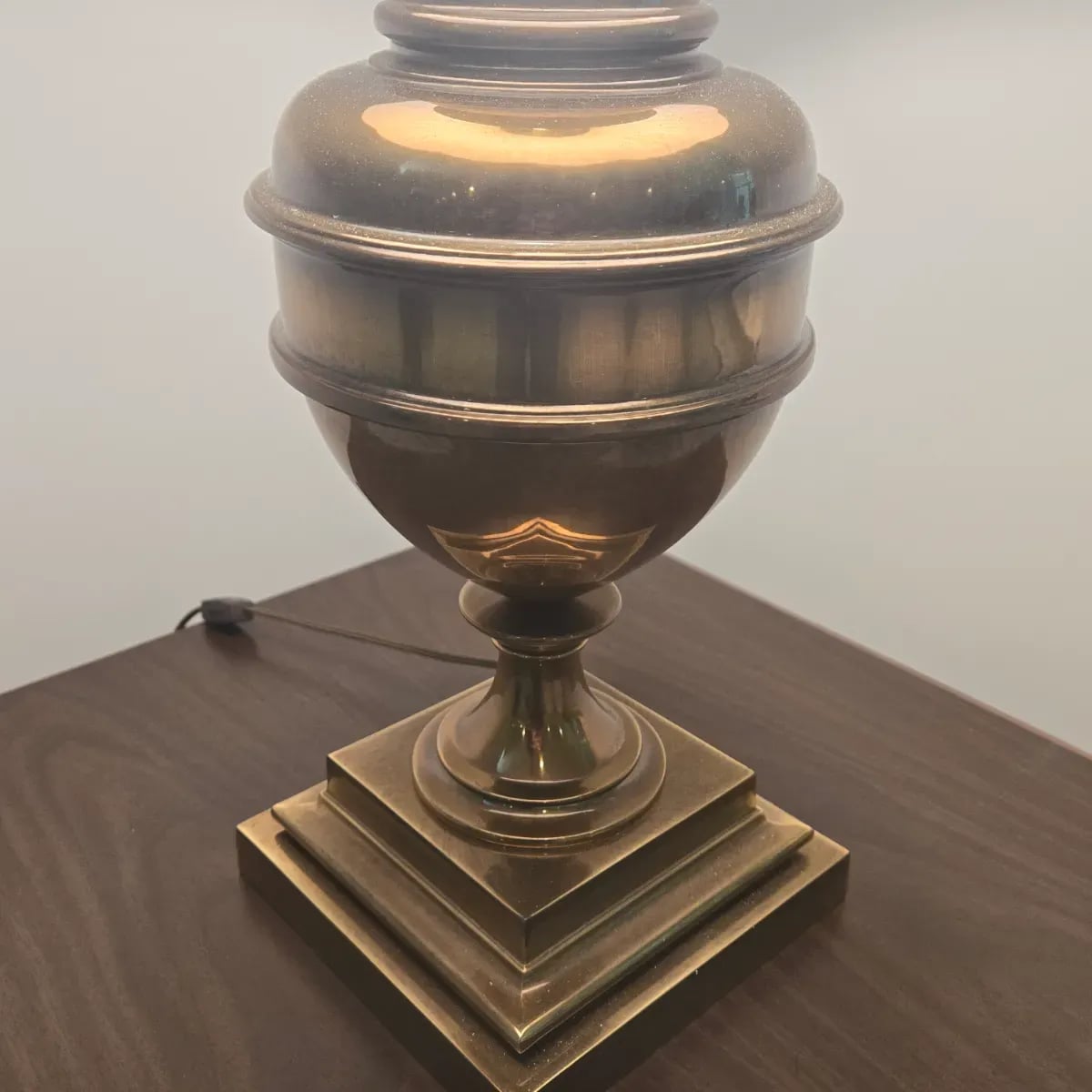 Vintage Brass Urn Table Lamp with Pleated Shade 2