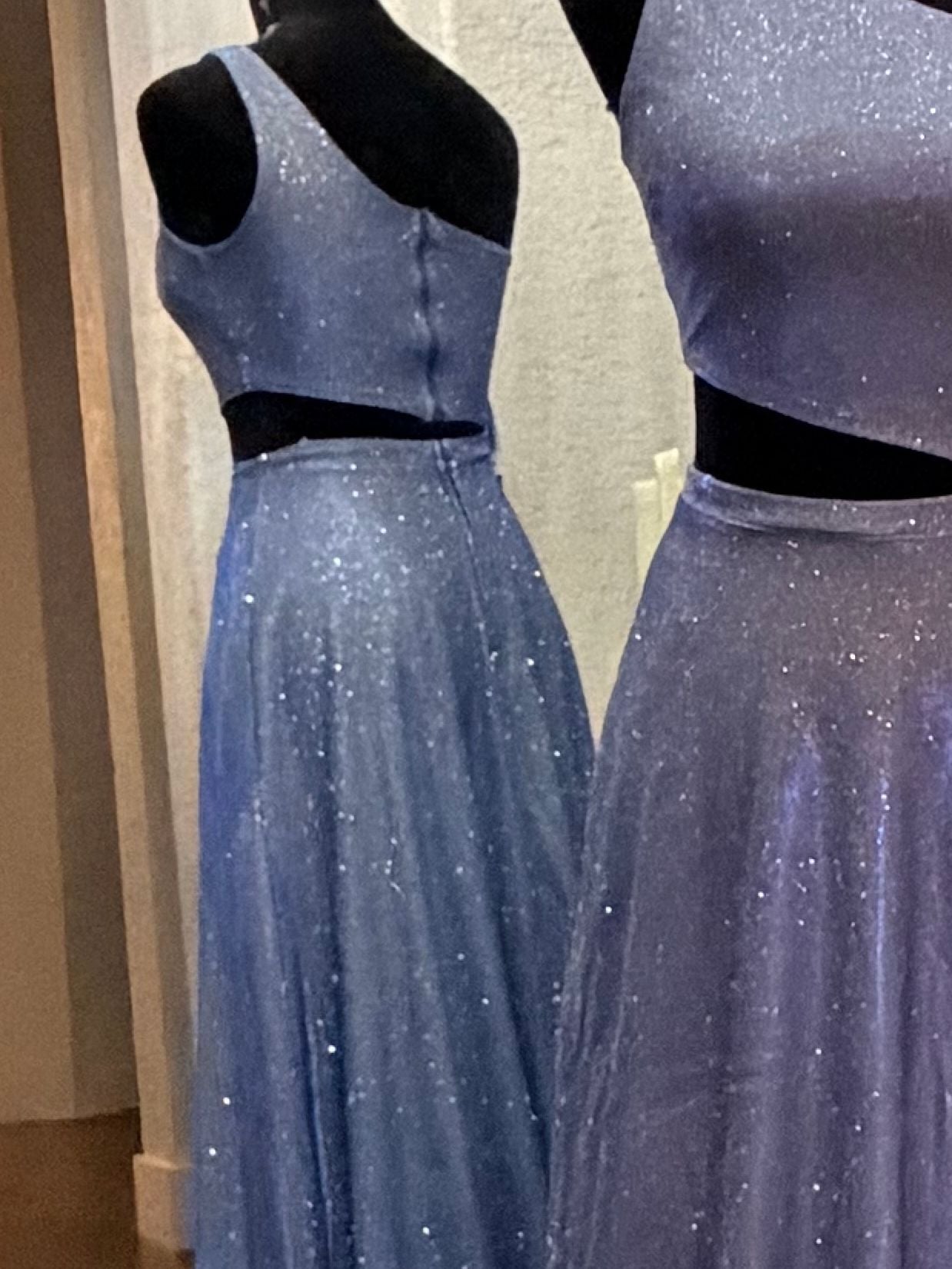 NWT City Vibe Gown One Shoulder Cutout Leg Slit, shimmering Blue- Size 1 10