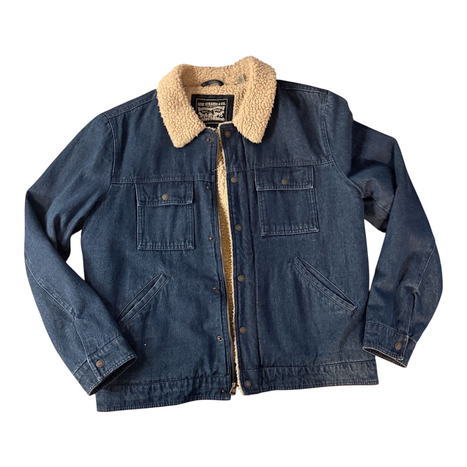 Levi's Sherpa Lined Denim Jacket Size L Blue 2