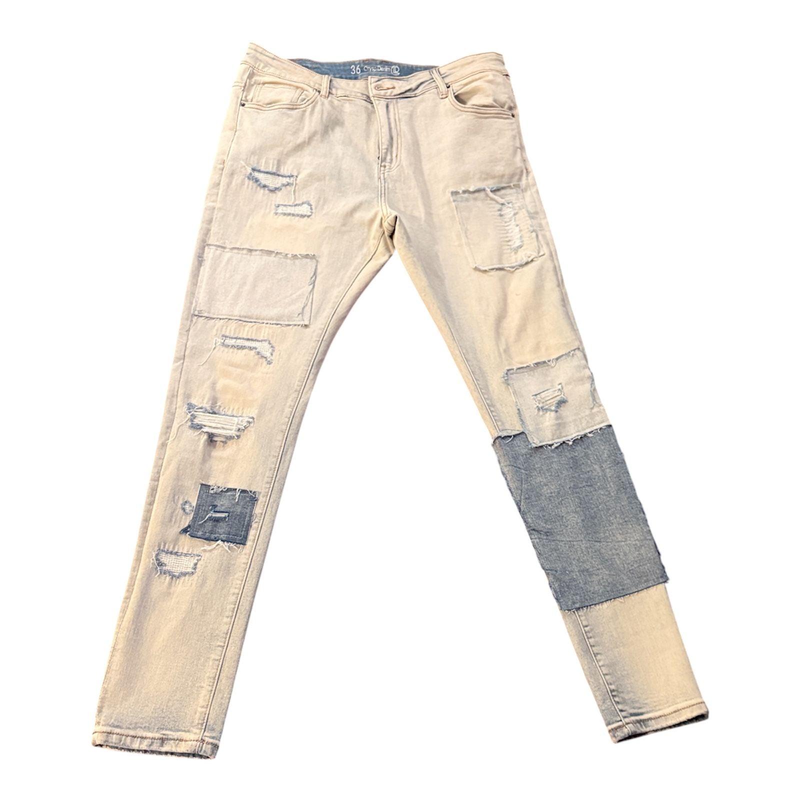 Crysp Denim Jeans Size 36 Distressed Patchwork 2