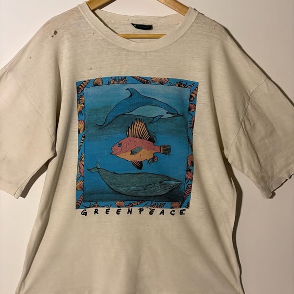 Greenpeace Vintage Ocean Graphic T-Shirt Size L