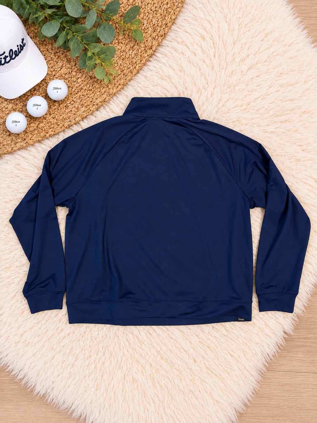 Barefoot Dreams Malibu Golf Performance Quarter-Zip Pullover Navy Blue White Stripes Womans 4