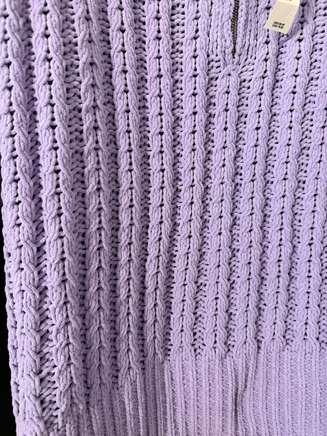 Aerie Cable Car Quarter Zip Sweater Size XS Lilac Purple Chenille Knit 7