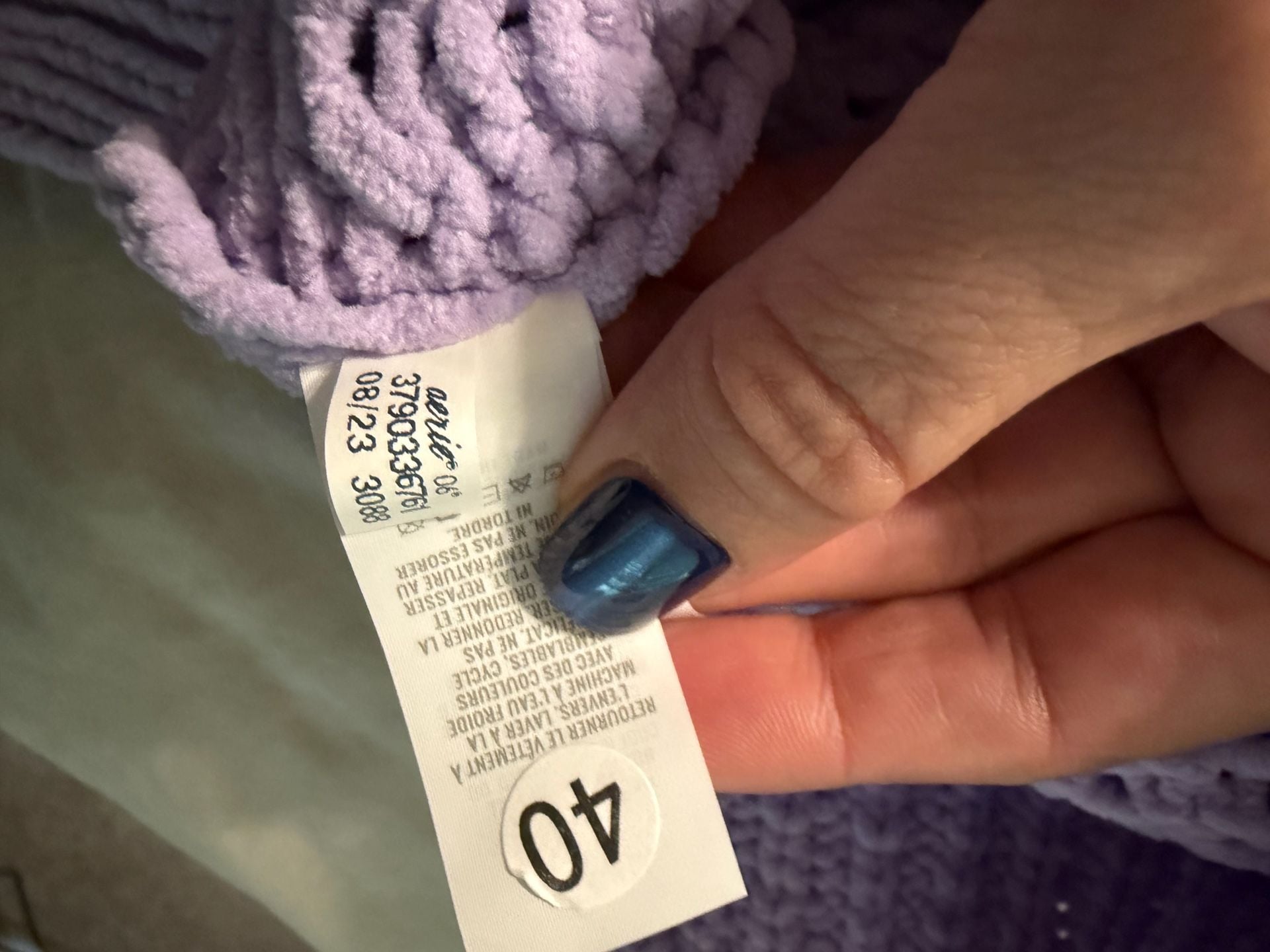 Aerie Cable Car Quarter Zip Sweater Size XS Lilac Purple Chenille Knit 8
