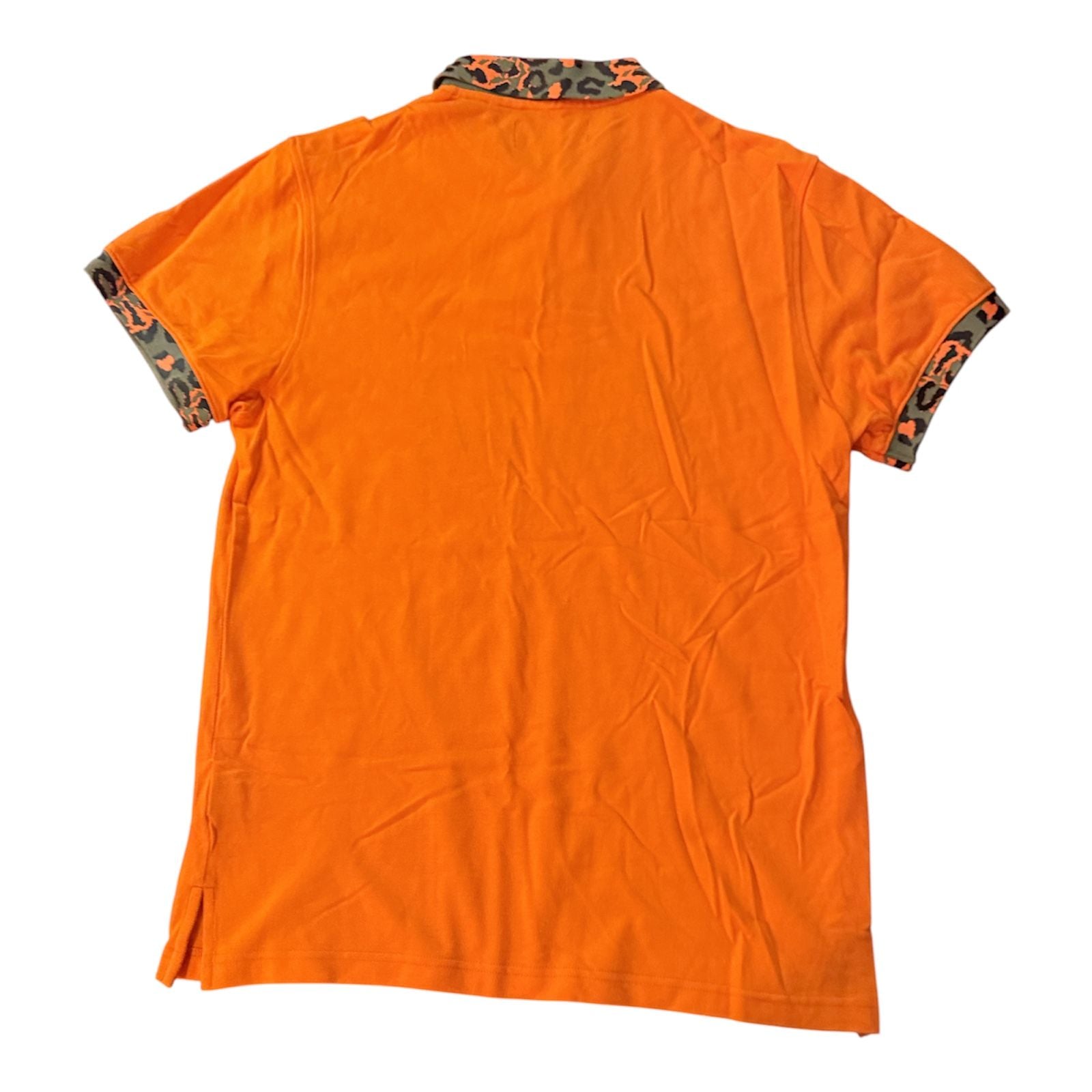 Play Cloths Orange Polo Shirt Leopard Collar 3