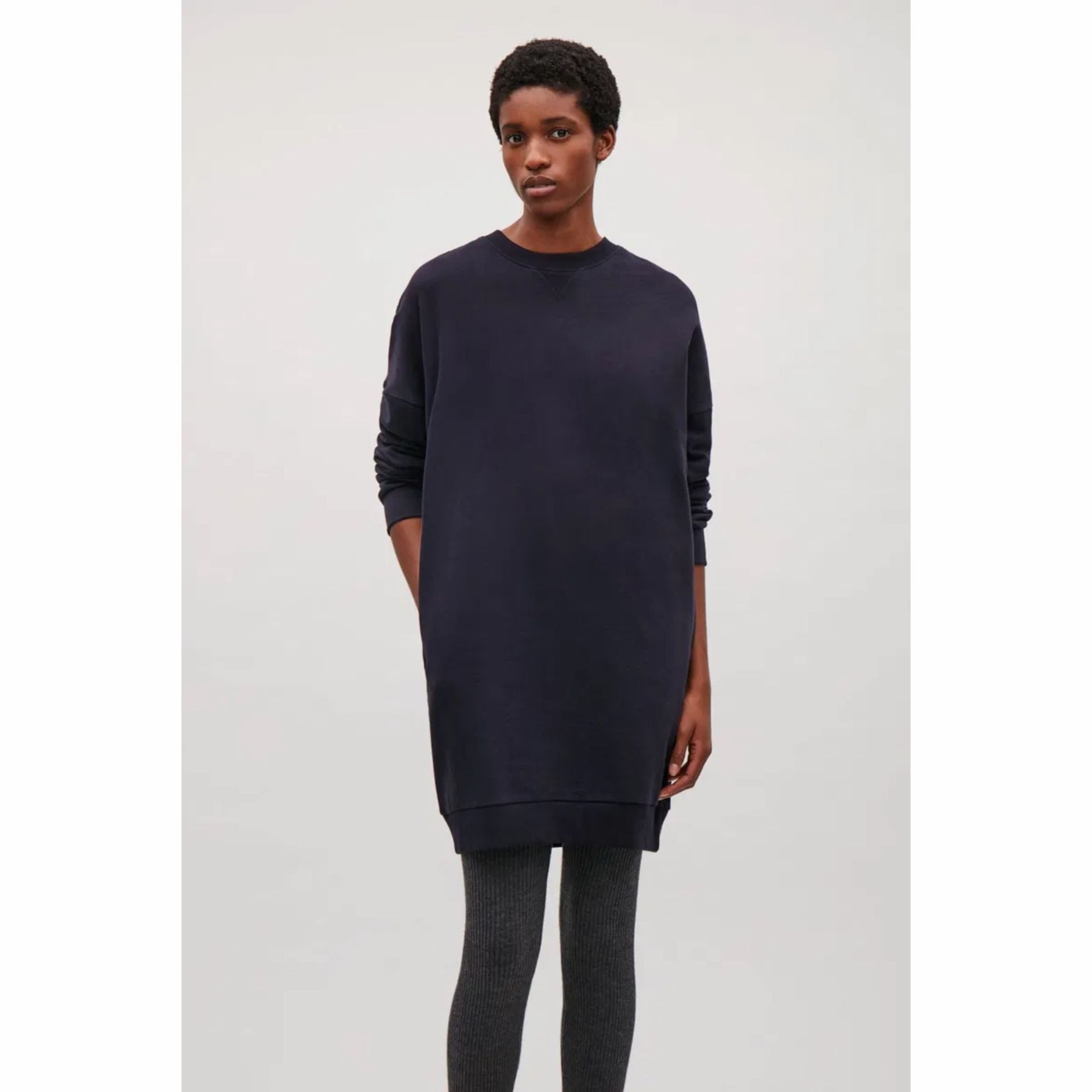 COS Sweatshirt Dress with V-Stitch Detail Minimalist S 2