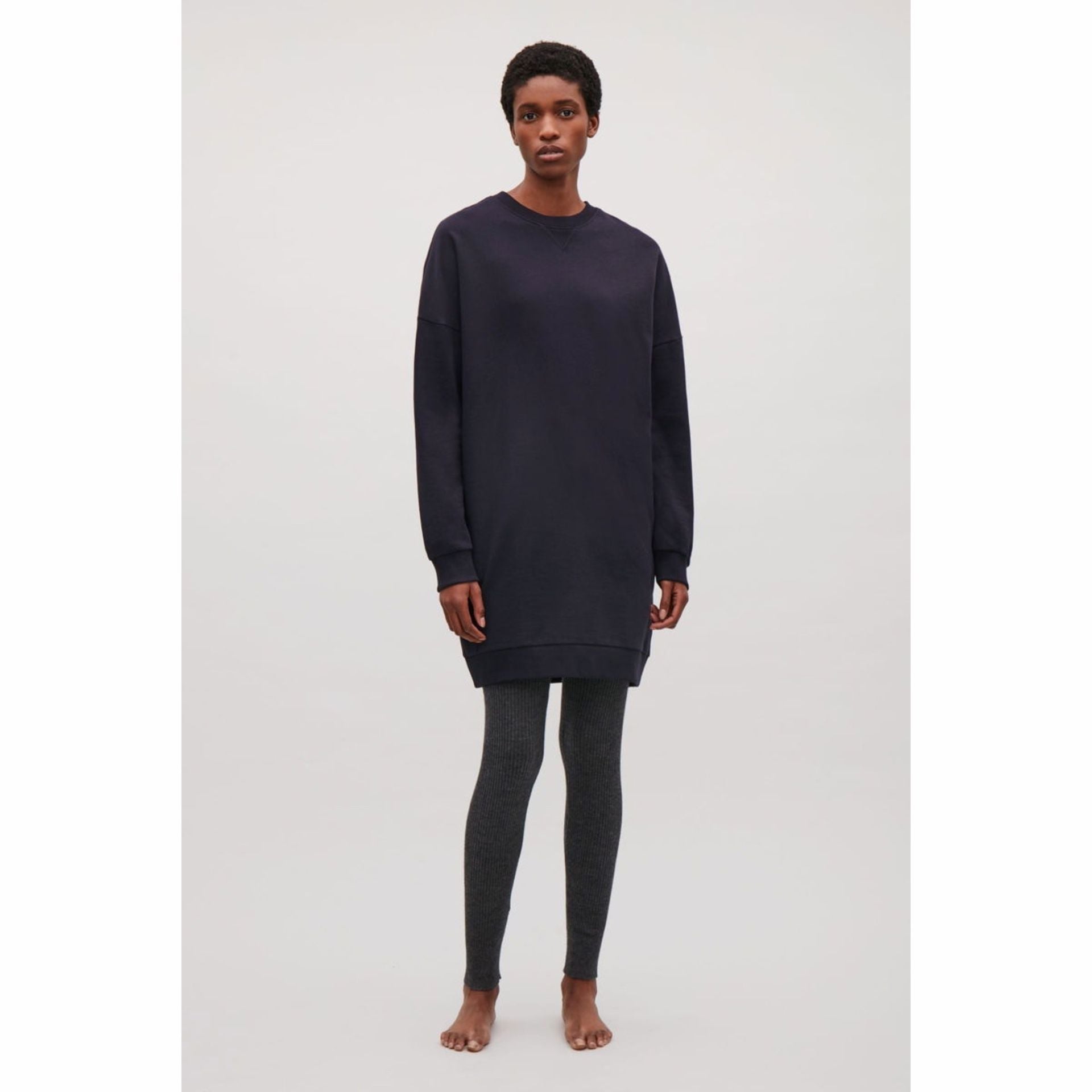 COS Sweatshirt Dress with V-Stitch Detail Minimalist S 3