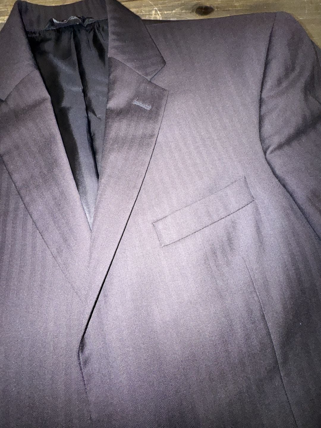 Classy Jos. A. Bank Wool Suit Blazer Jacket Size 41 RG Black Herringbone 18