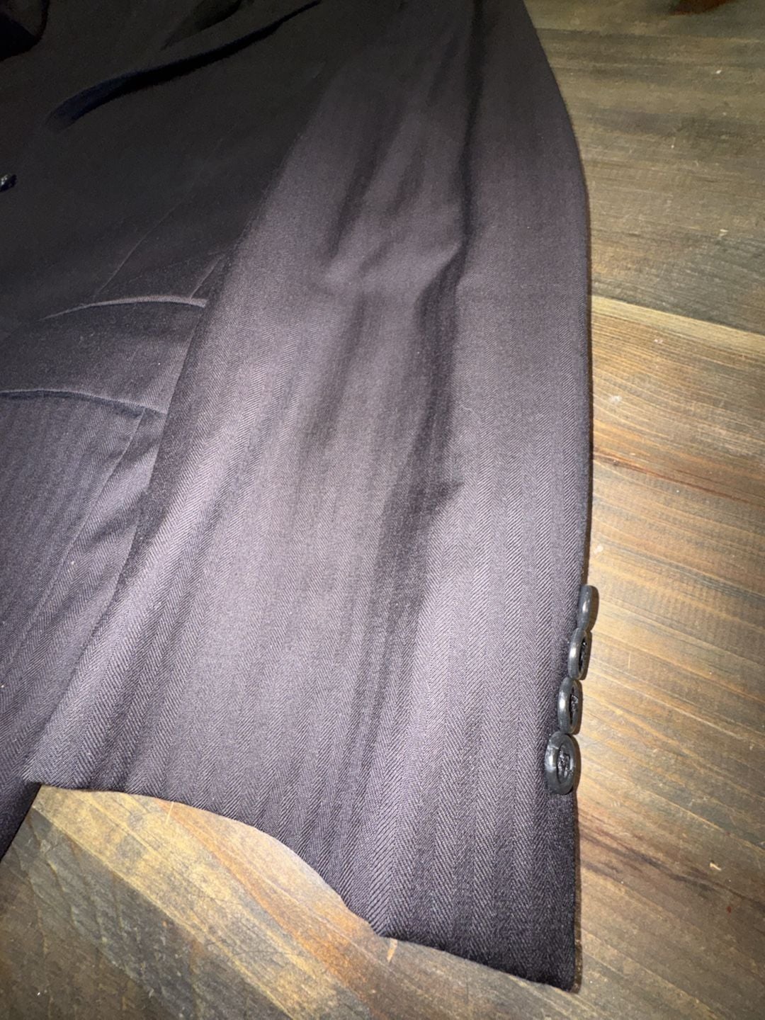 Classy Jos. A. Bank Wool Suit Blazer Jacket Size 41 RG Black Herringbone 19