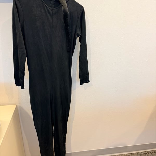 Catwoman Costume Jumpsuit Black Mask Tail Whip