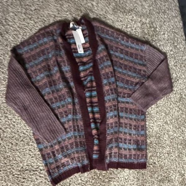 Soft Surroundings Eirene Cardigan One Size Purple Multi Stripe