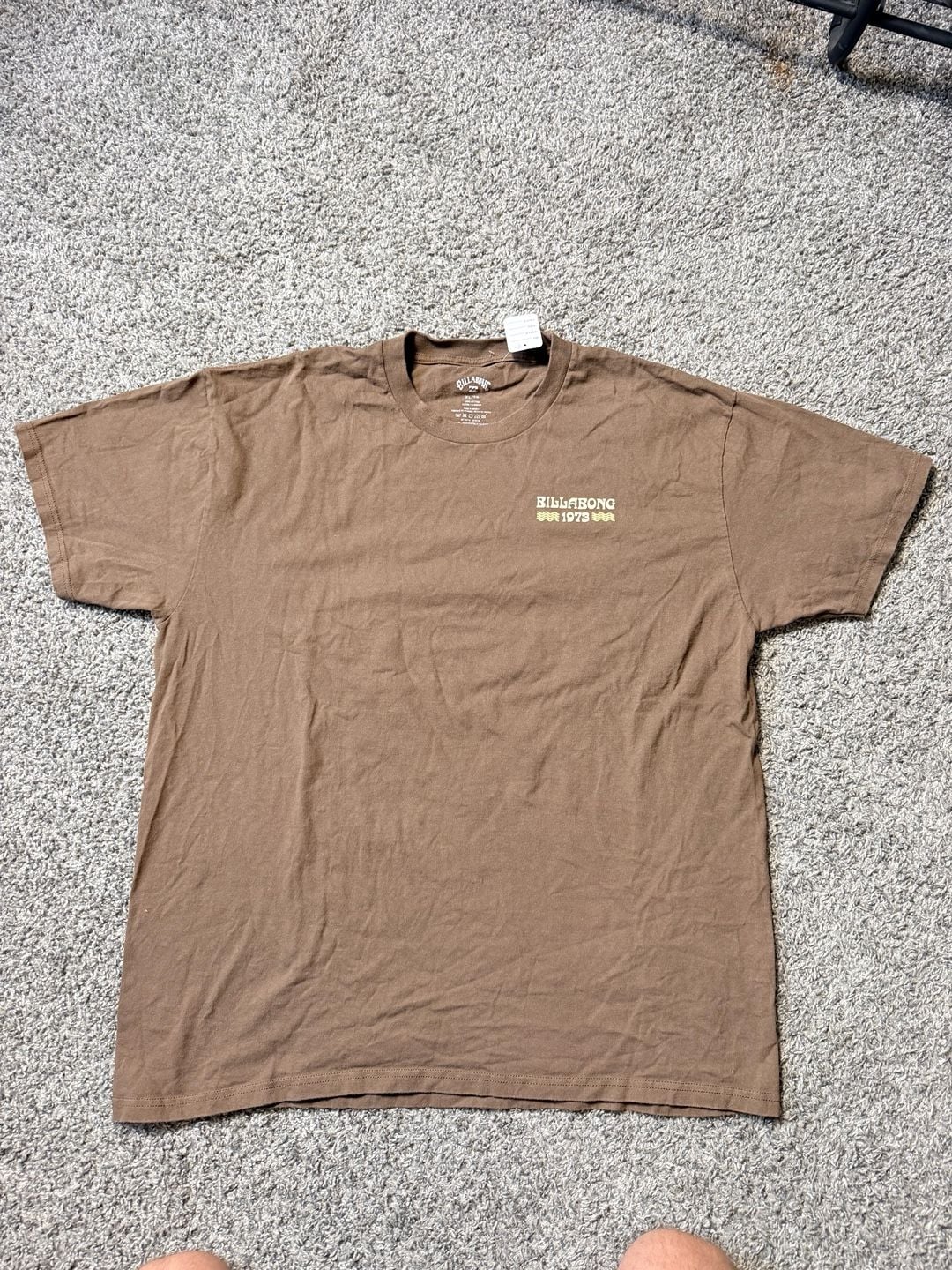 Billabong Graphic T-Shirt XL Brown Feeling Free 1973 Short Sleeve 2