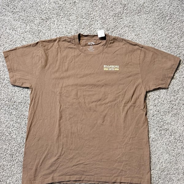 Billabong Graphic T-Shirt XL Brown Feeling Free 1973 Short Sleeve