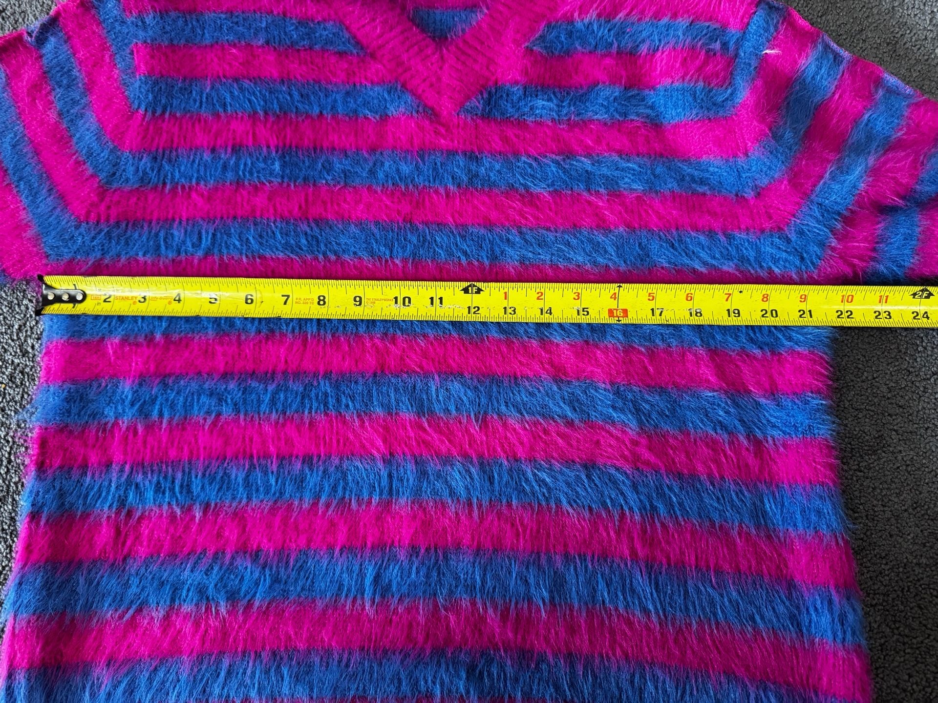 Andersson Bell Striped Fuzzy V-Neck Sweater Size S Pink Blue 8