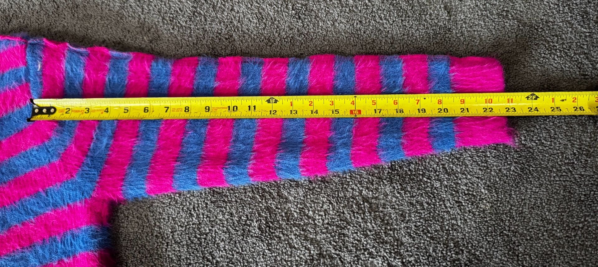 Andersson Bell Striped Fuzzy V-Neck Sweater Size S Pink Blue 9