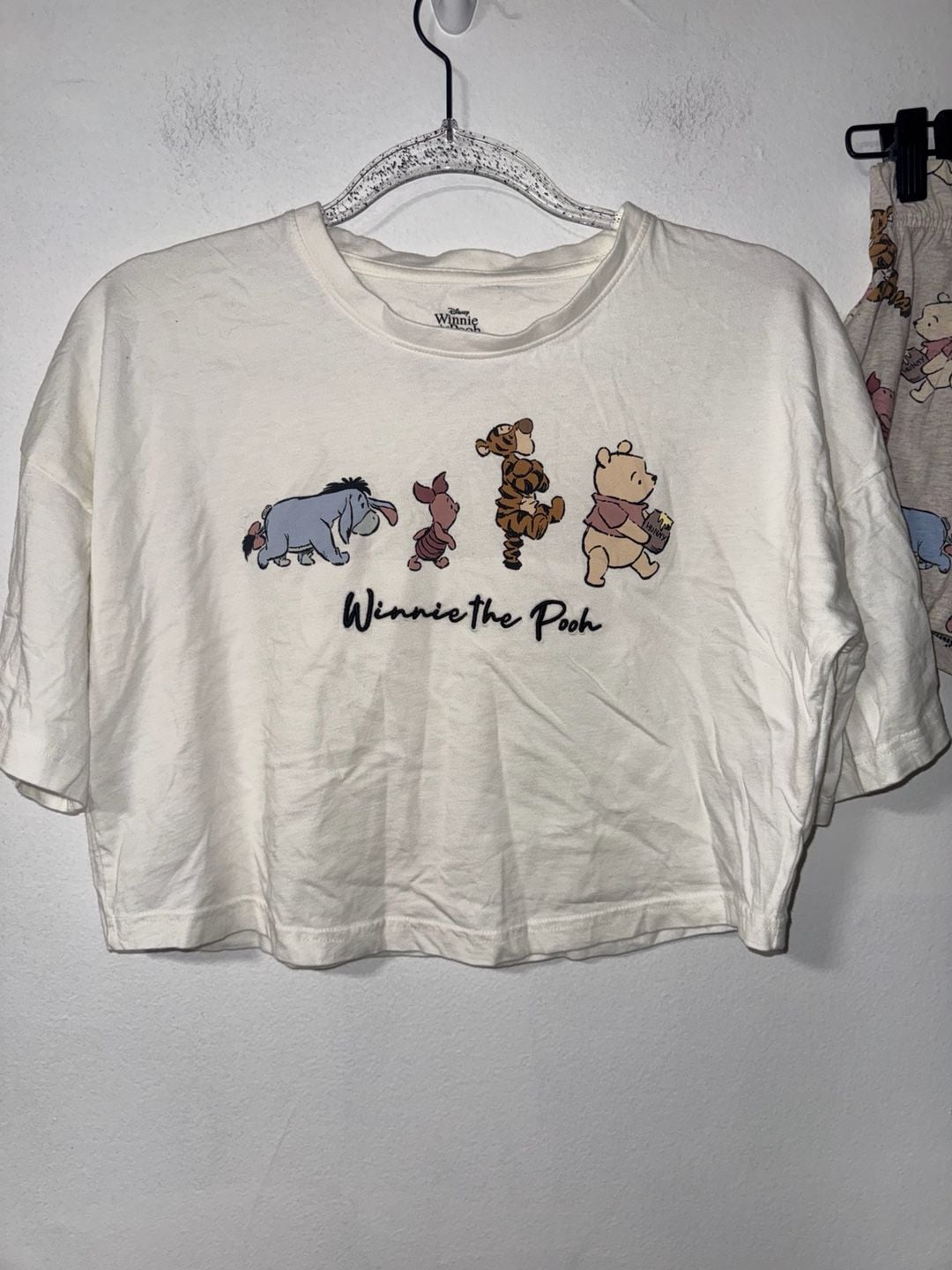 Primark Disney Winnie the Pooh Pajama Set Size 0-2White Crop Top Shorts 2