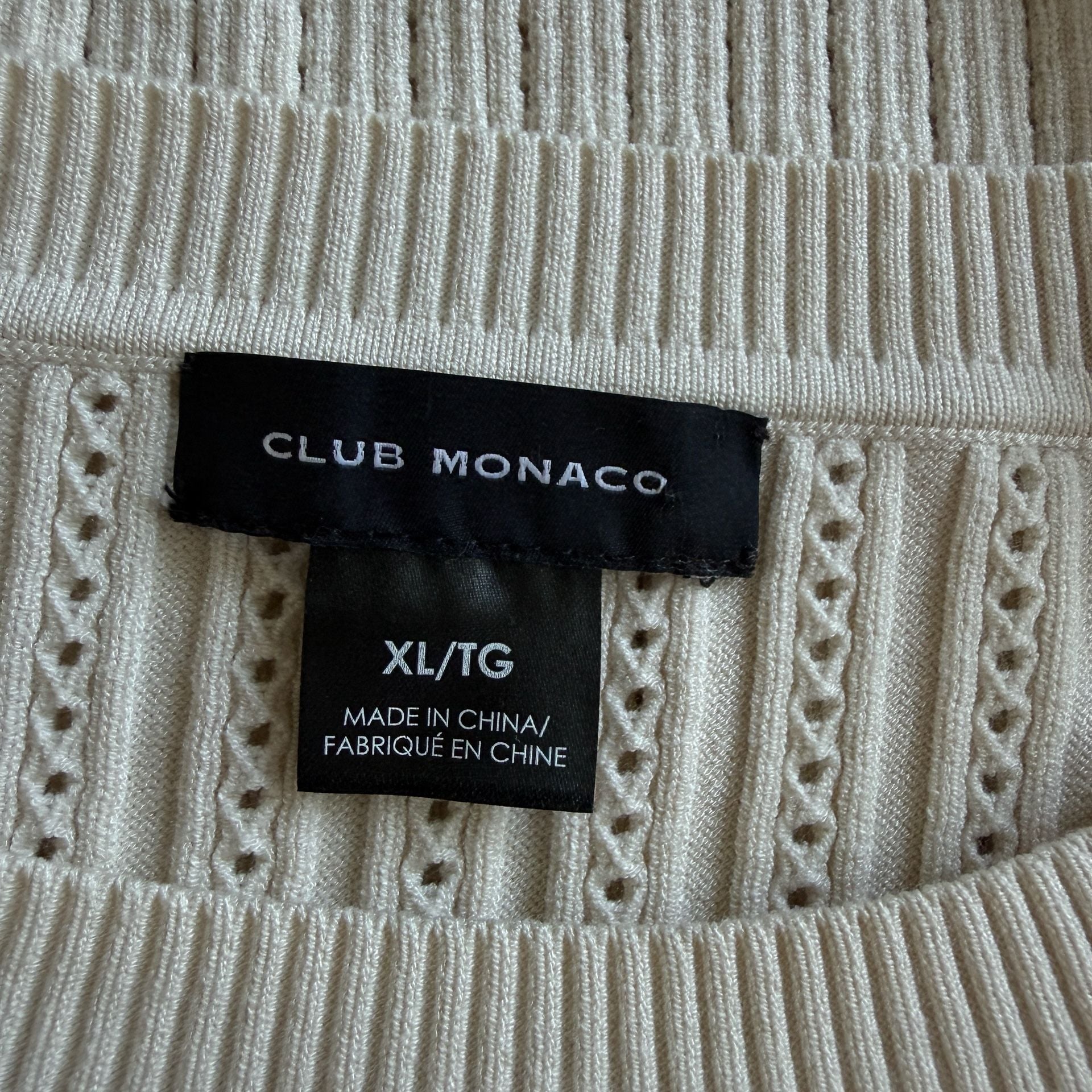 Club Monaco Ribbed Sweater XL Cream Exaggerated Sleeve Pullover 3