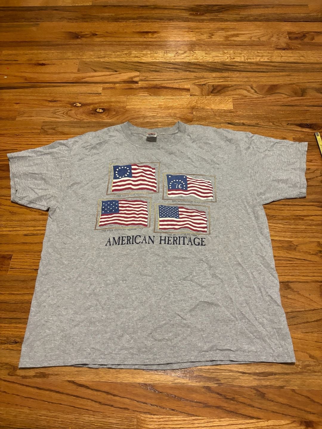 Anvil American Heritage American Flags T-Shirt Size XL Gray 2