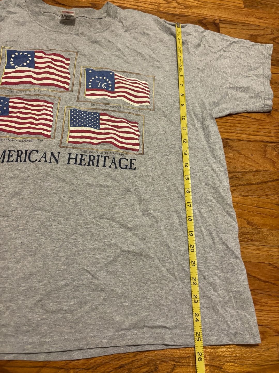 Anvil American Heritage American Flags T-Shirt Size XL Gray 7
