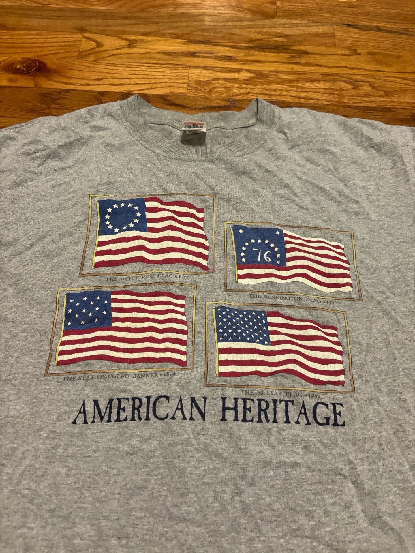 Anvil American Heritage American Flags T-Shirt Size XL Gray 5