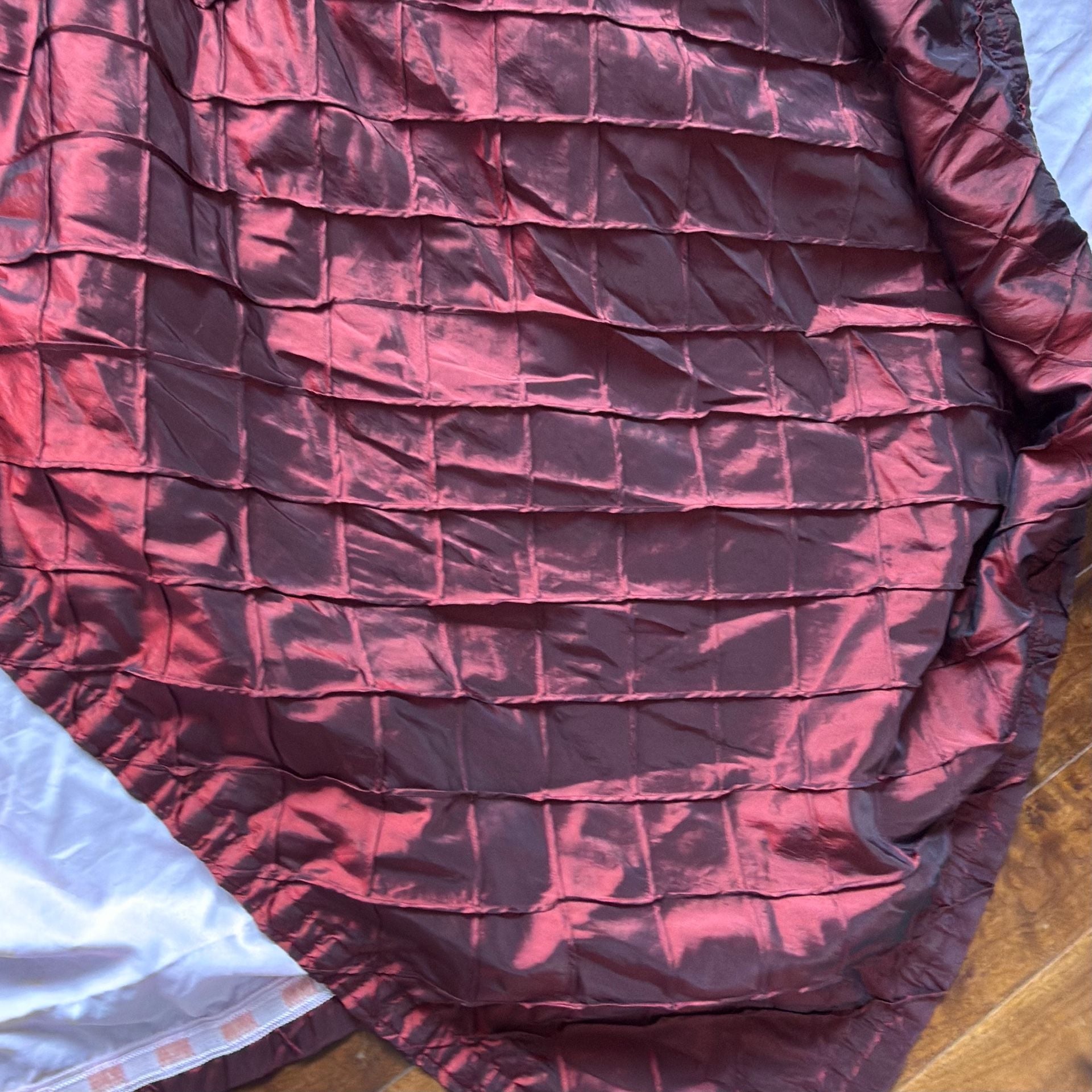 Burgundy Taffeta Pleated Ruffle Curtain Drapery Panel Lined 144” x 88” Elegant 1