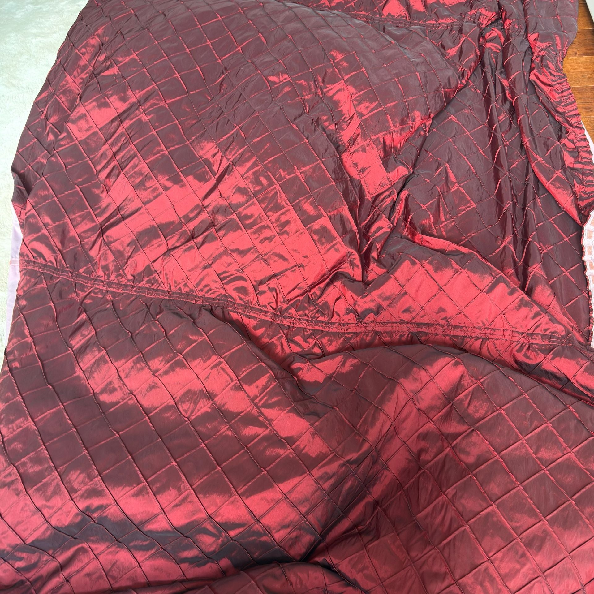 Burgundy Taffeta Pleated Ruffle Curtain Drapery Panel Lined 144” x 88” Elegant 2