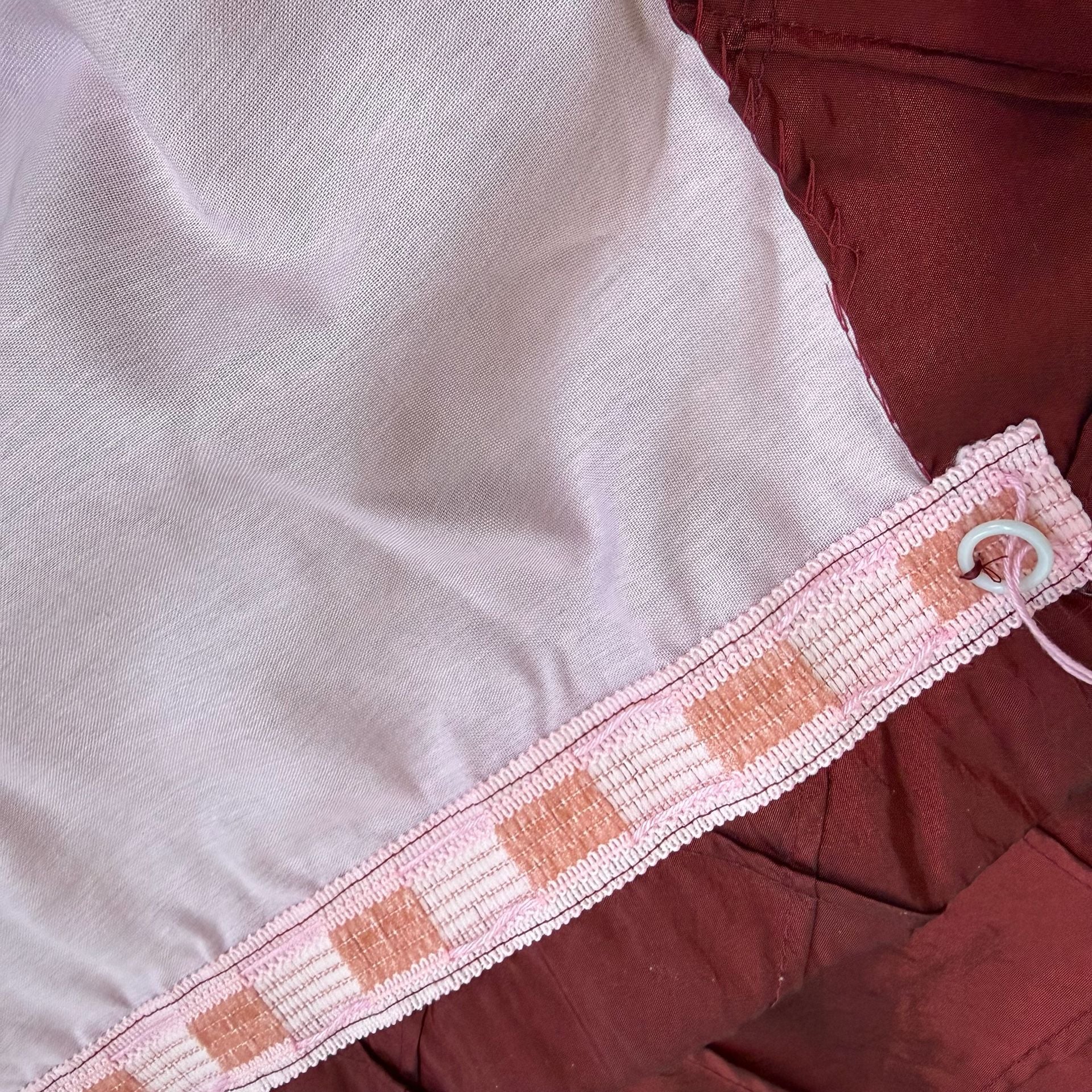Burgundy Taffeta Pleated Ruffle Curtain Drapery Panel Lined 144” x 88” Elegant 9