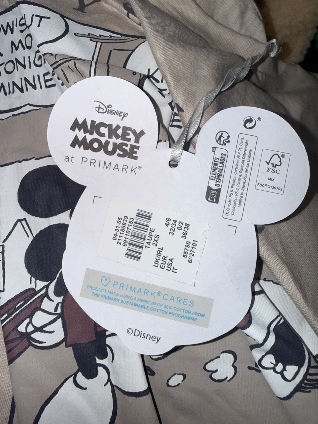 Disney at Primark Mickey & Minnie Pajama Set Size 0-2 Taupe 5