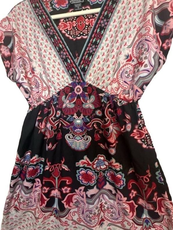 FairyCore Y2K Angie Boho Dress Size S V-Neck Floral Mixed Print 5