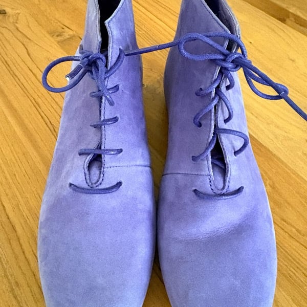 Camper Lace Up Ankle Boots Purple Suede Booties Ladies Size 36/US 5.5-6