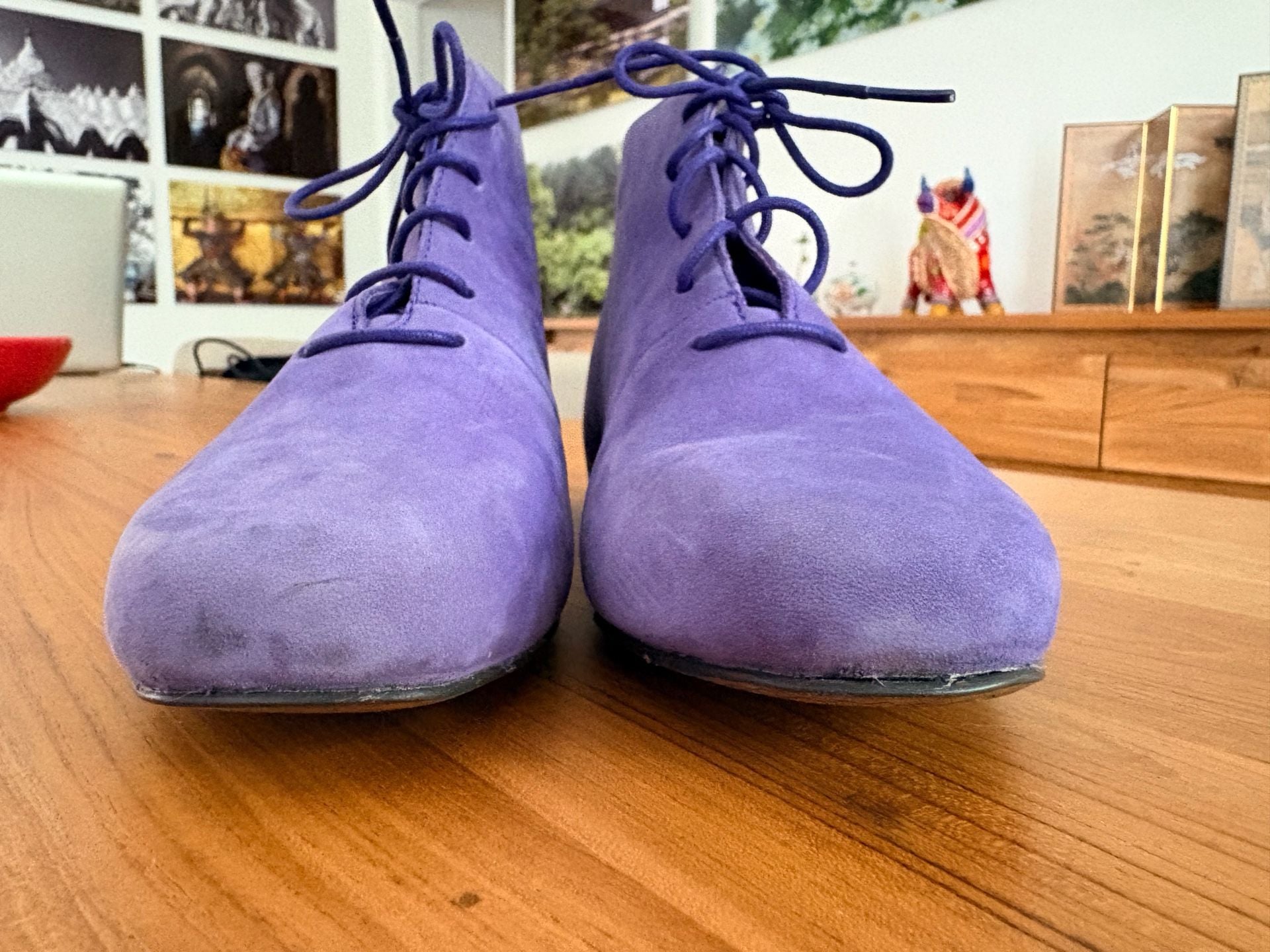 Camper Lace Up Ankle Boots Purple Suede Booties Ladies Size 36/US 5.5-6 7