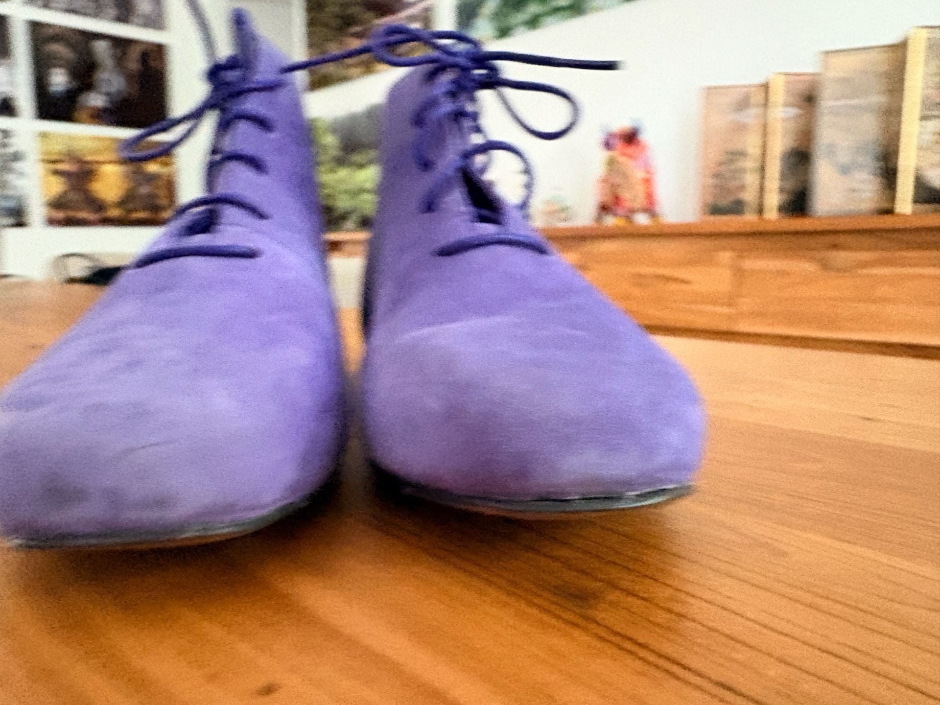 Camper Lace Up Ankle Boots Purple Suede Booties Ladies Size 36/US 5.5-6 8