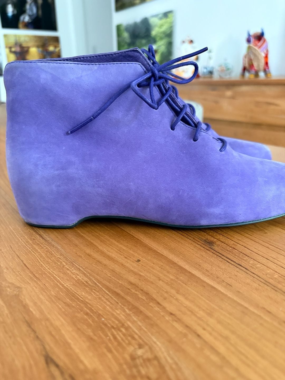 Camper Lace Up Ankle Boots Purple Suede Booties Ladies Size 36/US 5.5-6 9