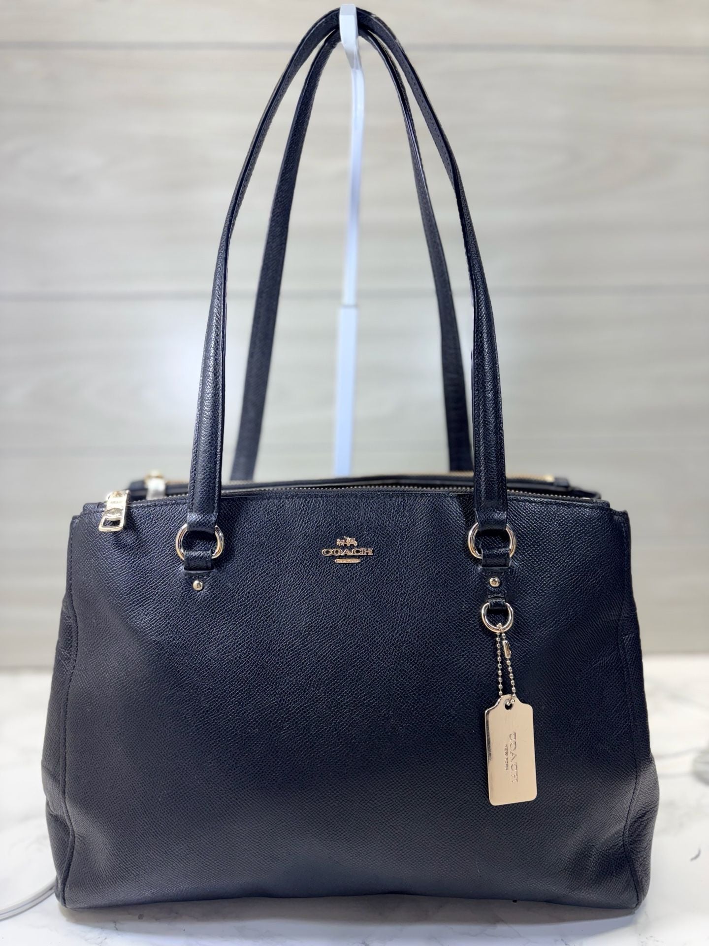 Coach Stanton Carryall Tote Bag Black Leather Gold Hardware 2