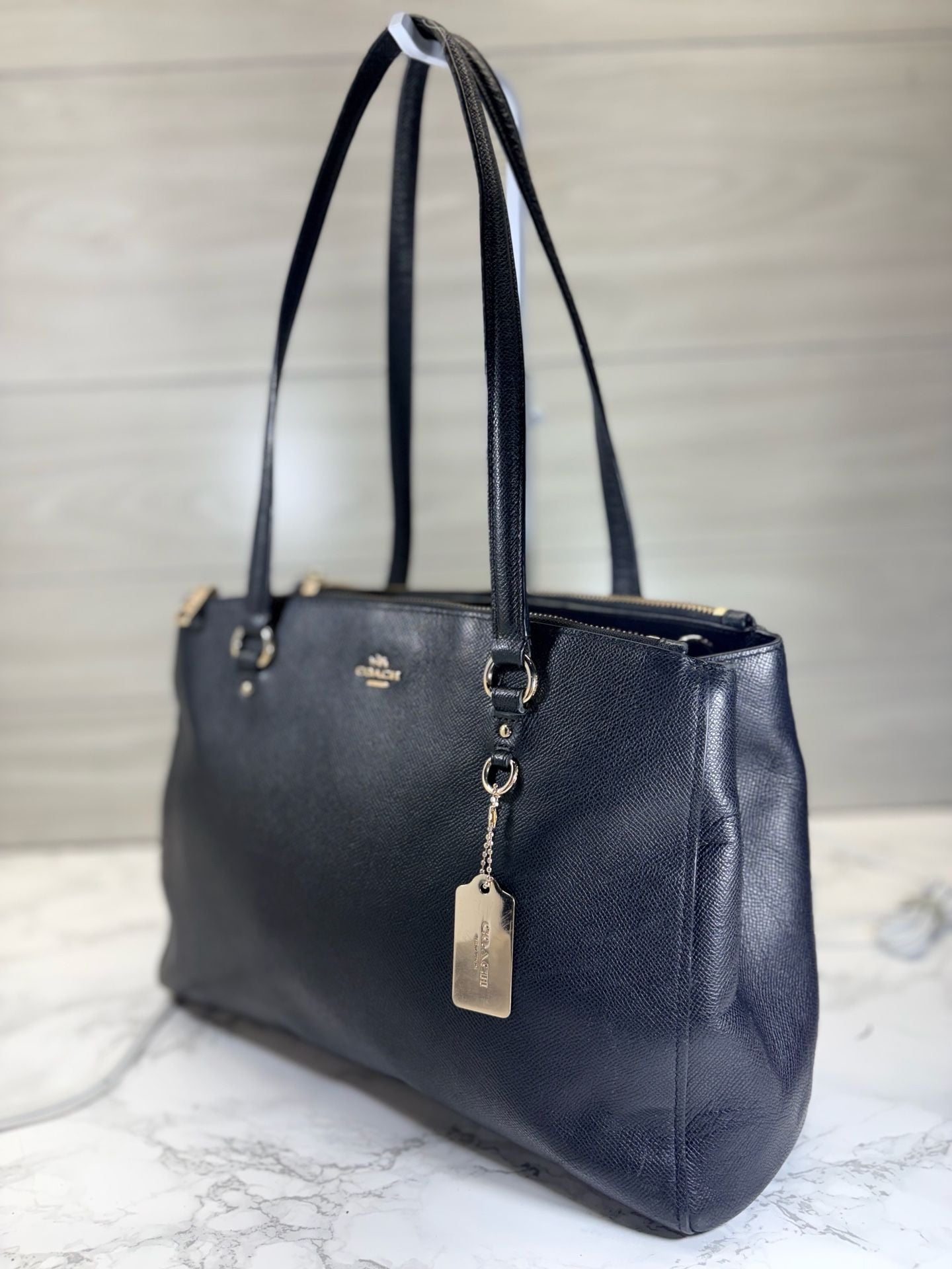 Coach Stanton Carryall Tote Bag Black Leather Gold Hardware 3